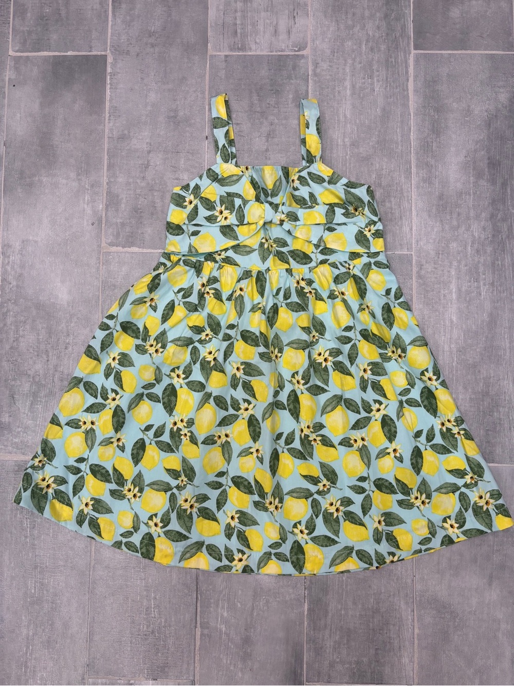 Btween Girls 7 Yellow Lemon Blue Sundress Sleeveless NWOT